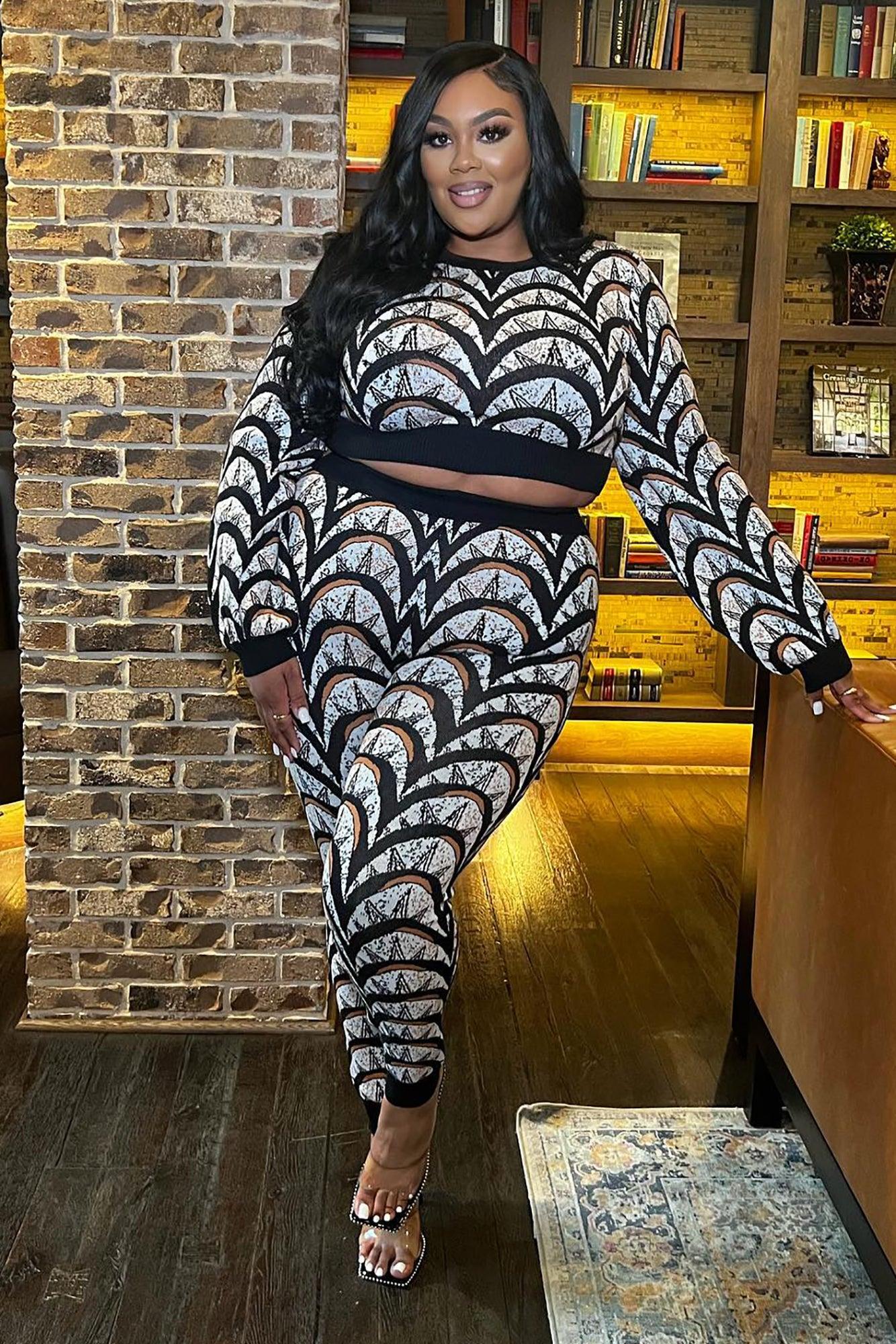 Don't Try So Sweater Pant Set - Black/combo Product Image