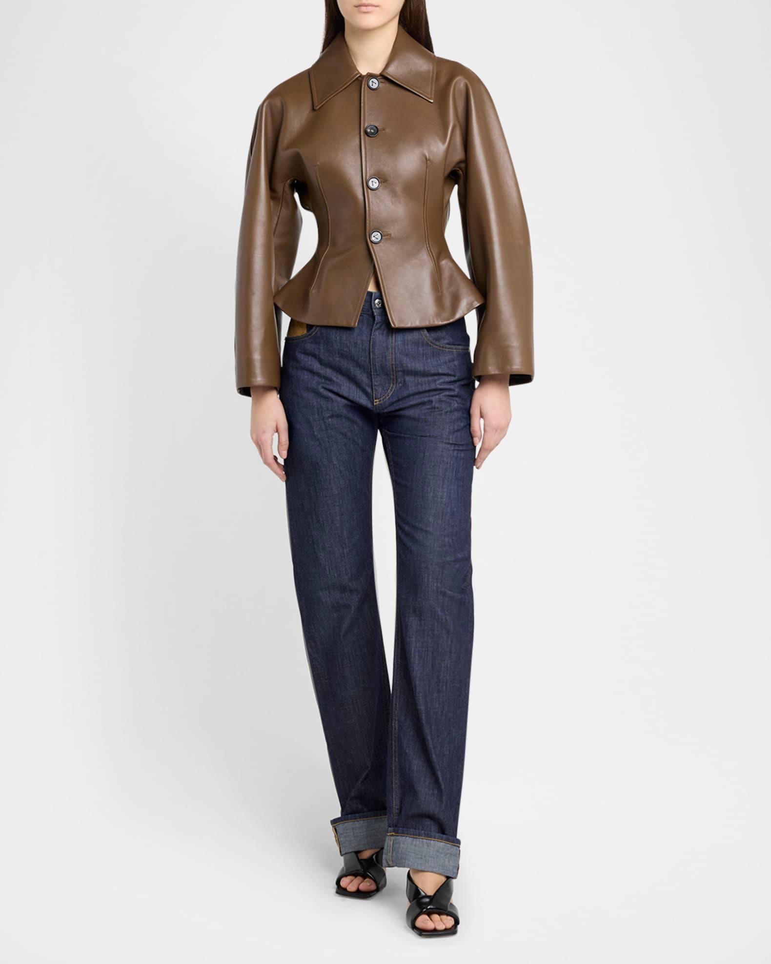 Soft Nappa Leather Waister Shirt Jacket Product Image