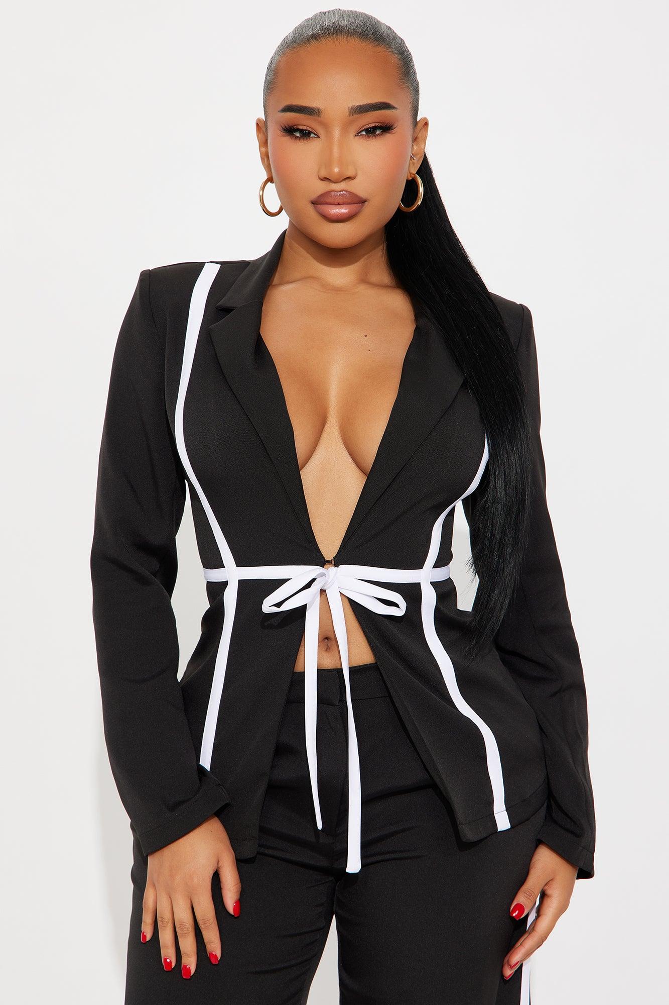 Leona Blazer Pant Set - Black/combo Product Image