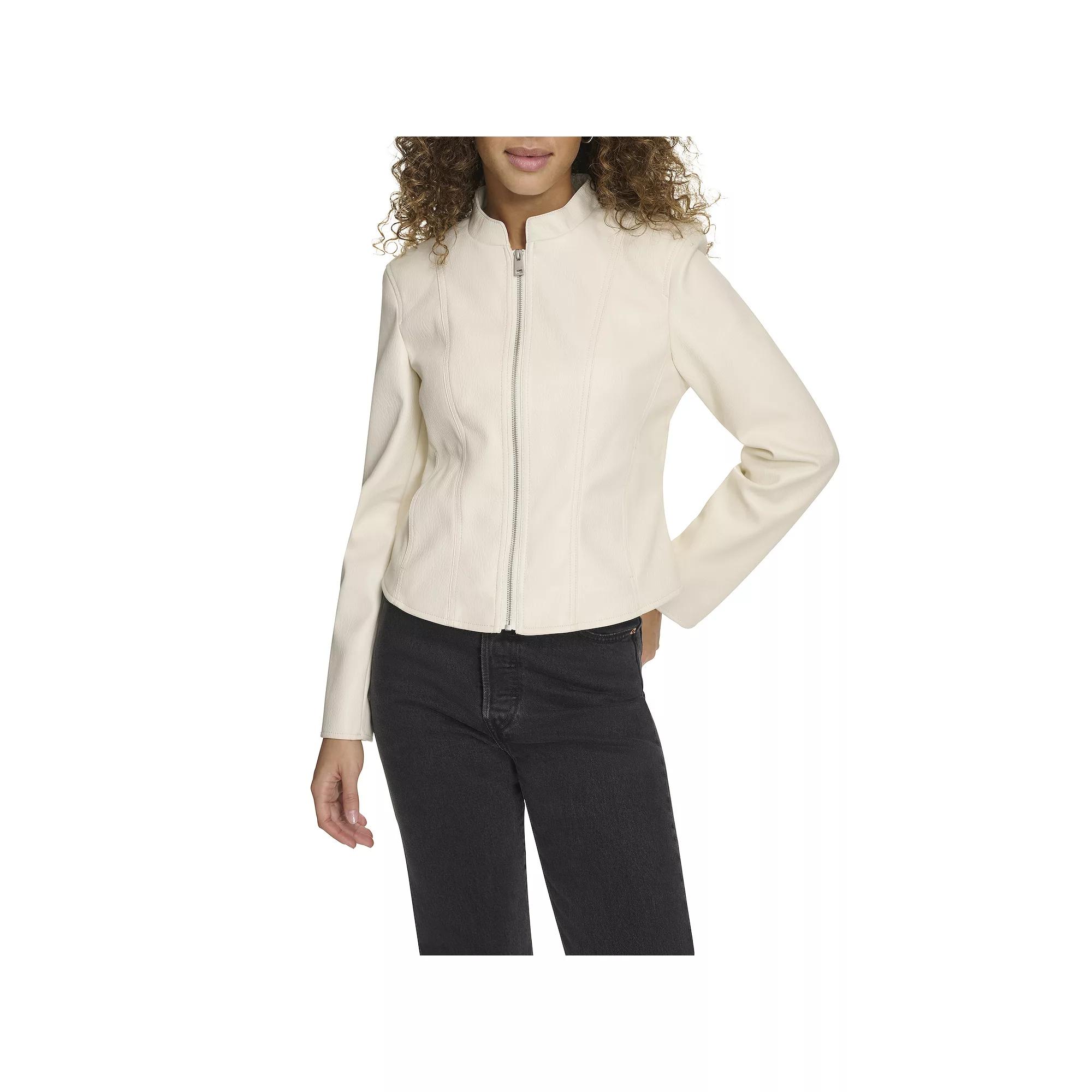 Women's Levi's® Faux Leather Slim Fit Racer Jacket, Size: Large, Oyster Product Image