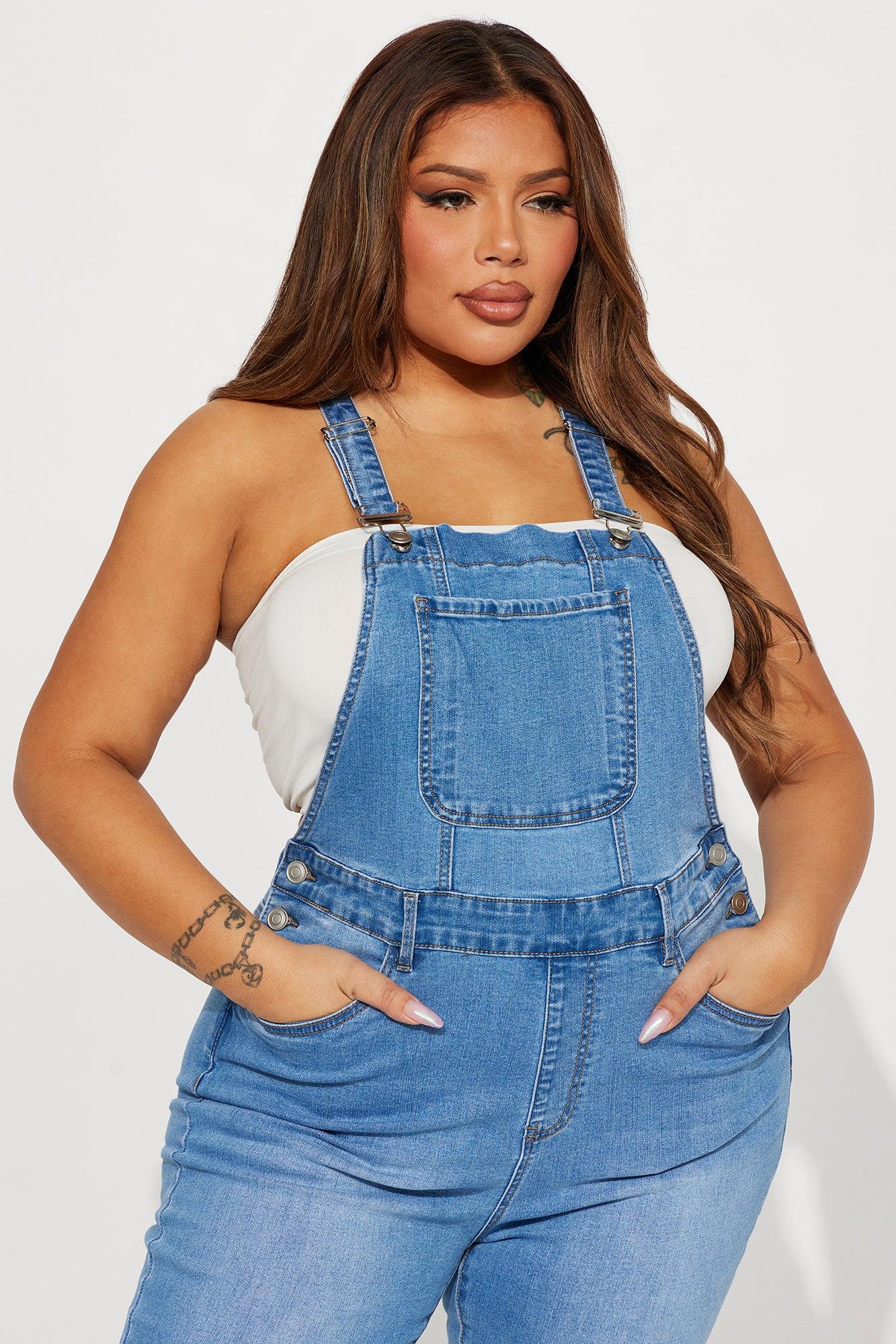 Always Petty Skinny Stretch Denim Overalls - Light Wash Product Image