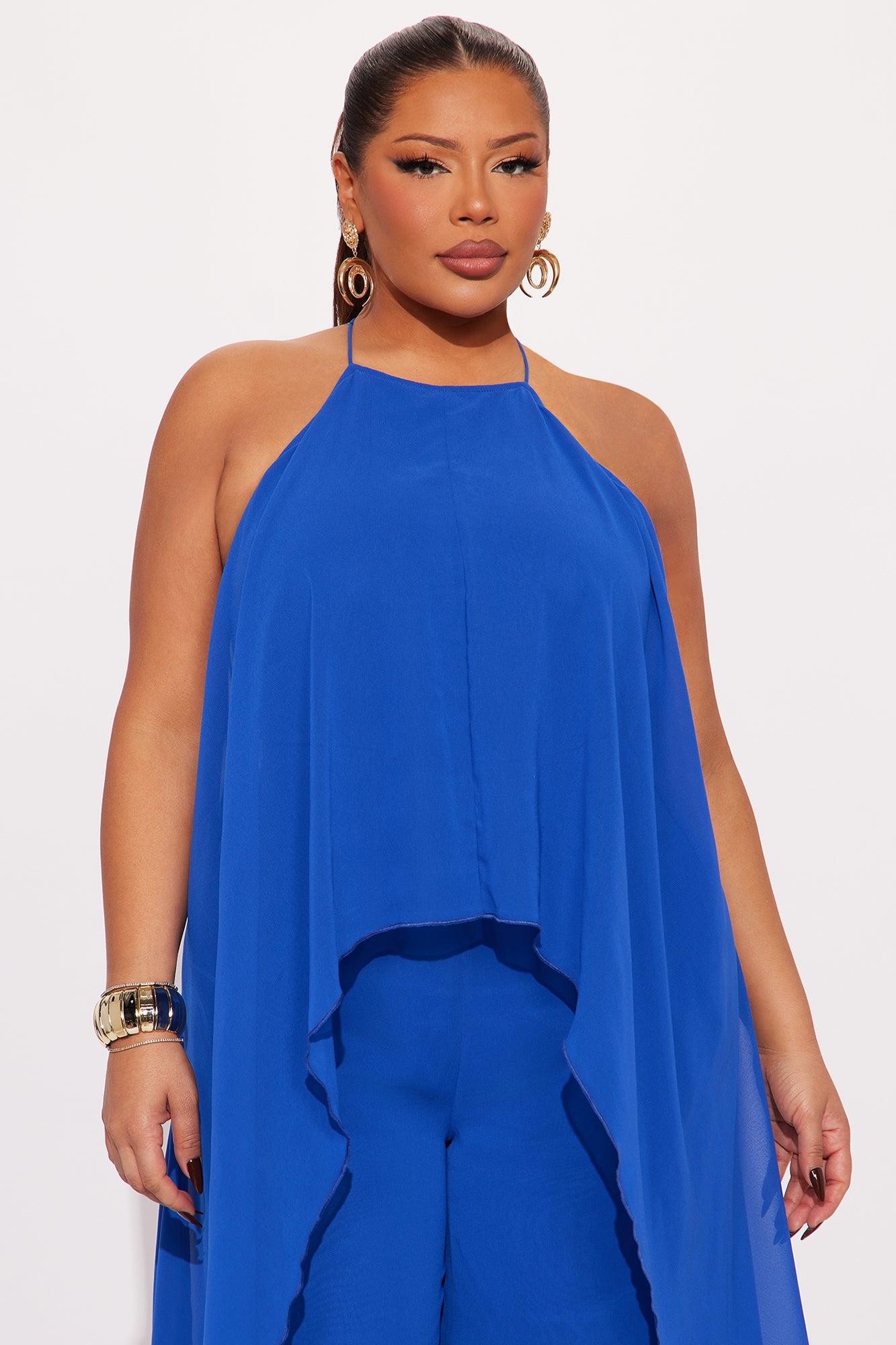 Bella Flowy Chiffon Jumpsuit - Blue Product Image