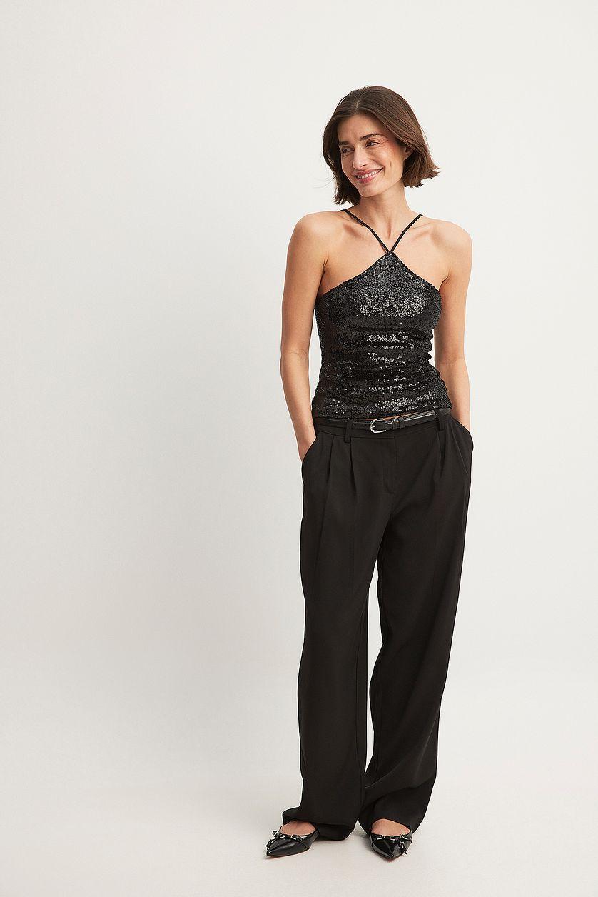 Velvet Sequin Halterneck Top Product Image