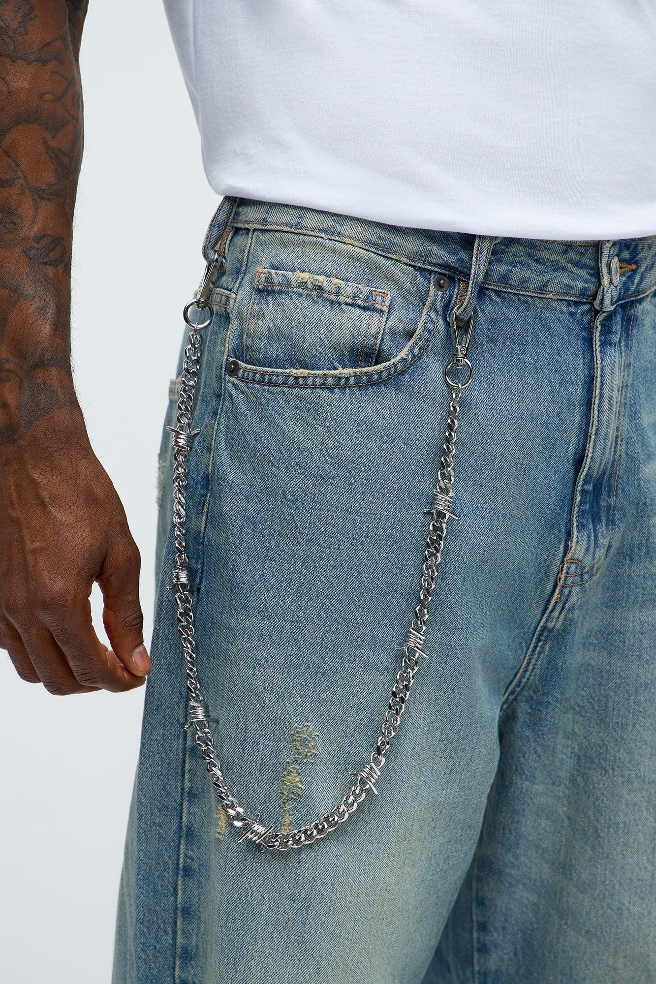 Living On The Edge Pant Chain - Silver Male Product Image