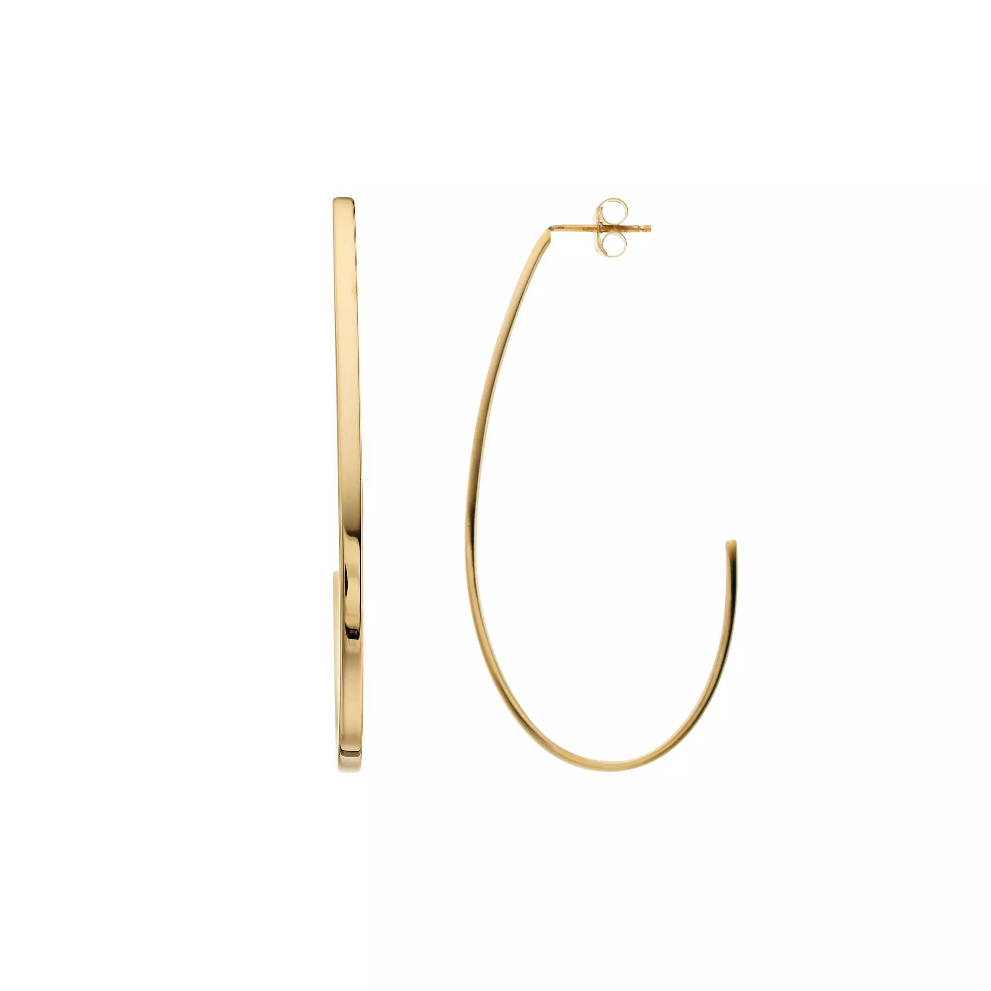 14k Gold Vermeil Polished 60 mm J-Hoop Earrings, Women's Product Image