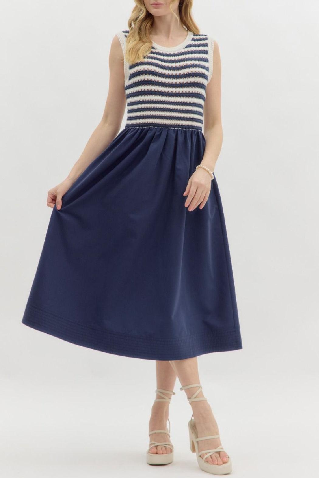 Sleeveless Striped Midi Product Image