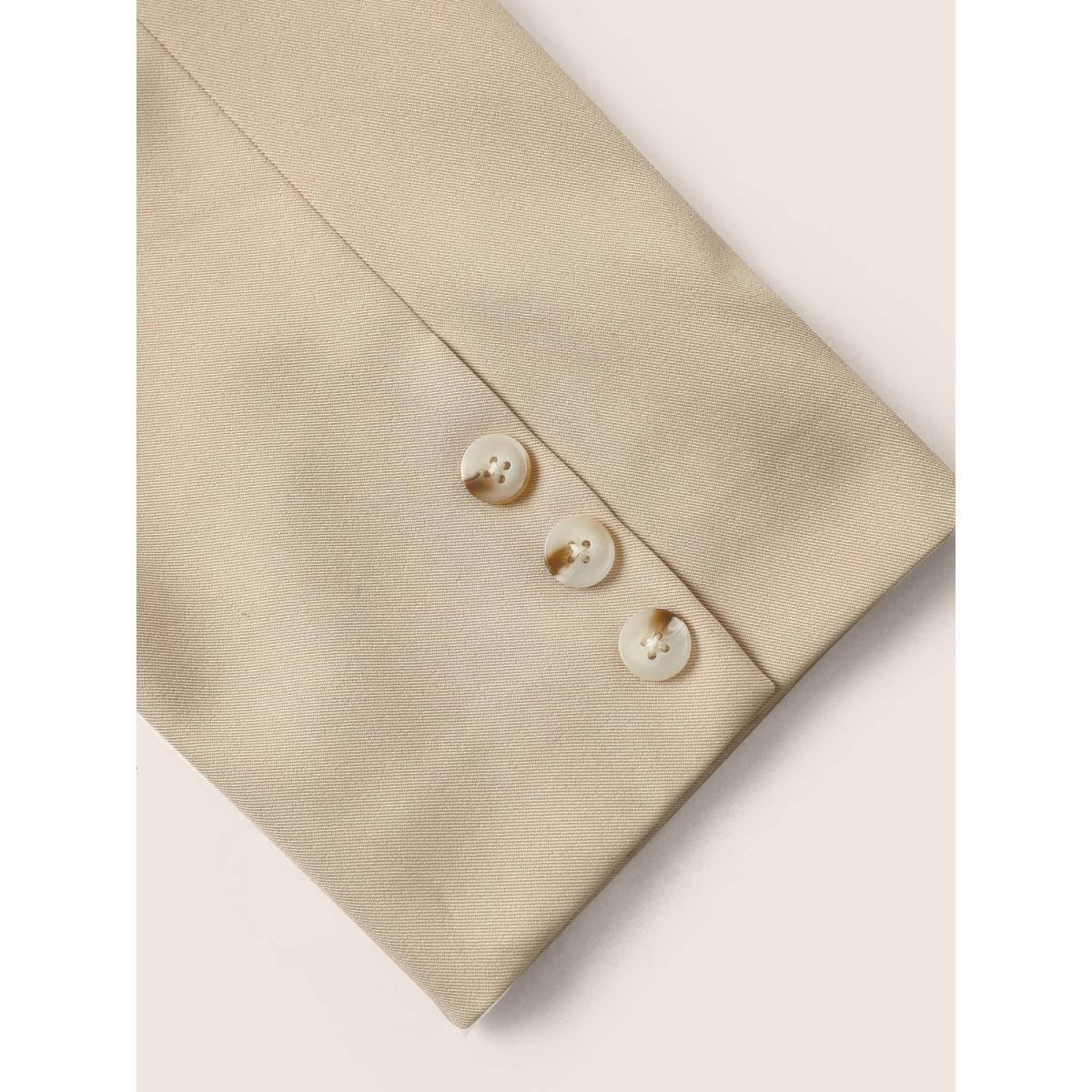 Plus Size Suit Collar Flap Detail Blazer Apricot Women Work Plain Non Sleeve Long Sleeve Suit Collar 22-24/3X Open pocket with flap Workwear Essentials Blazers BloomChic Product Image