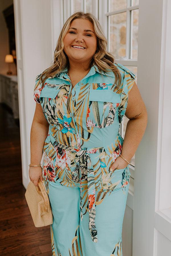 Tropical Tour Jumpsuit in Aqua Curves Product Image