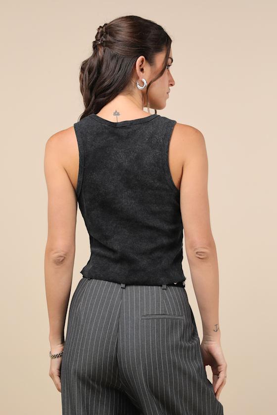 Adorable Edge Black Washed Bow Print Raw Hem Top Product Image