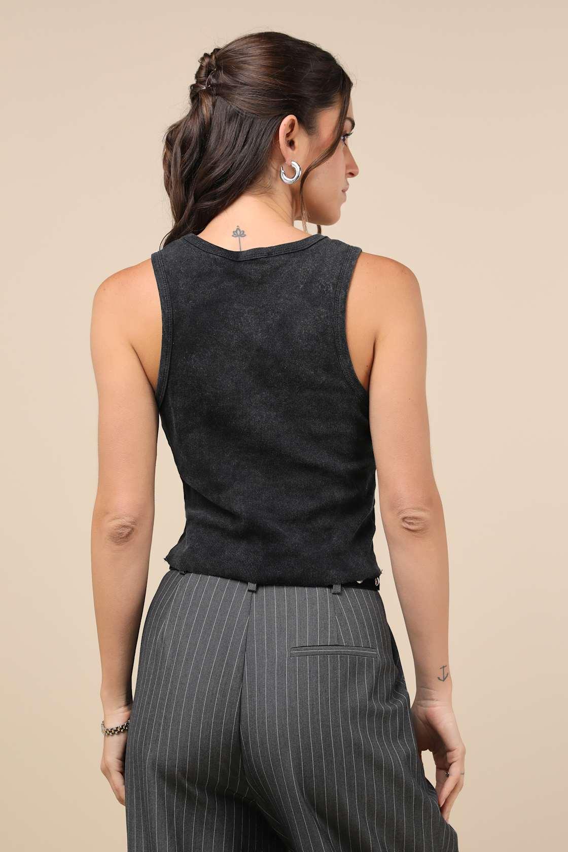 Adorable Edge Black Washed Bow Print Raw Hem Top Product Image