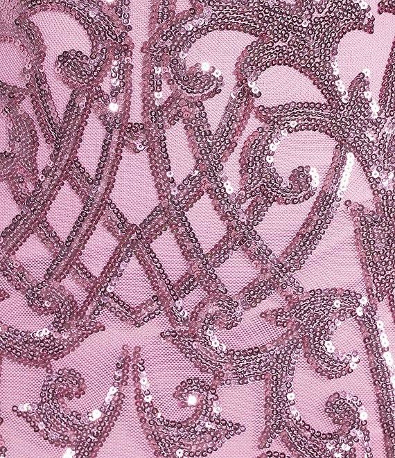 B. Darlin Sequin Pattern Halter V-Neck Contrast Inset Dress Product Image