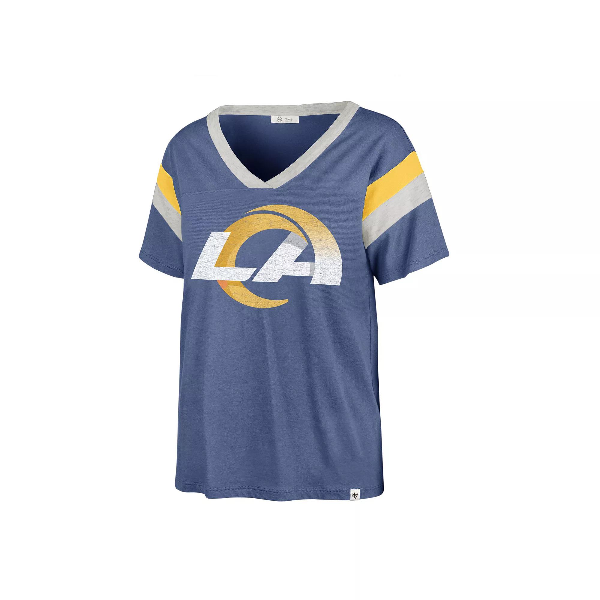 Women's '47 Royal Los Angeles Rams Phoenix V-Neck T-Shirt, Size: Small, Blue Product Image