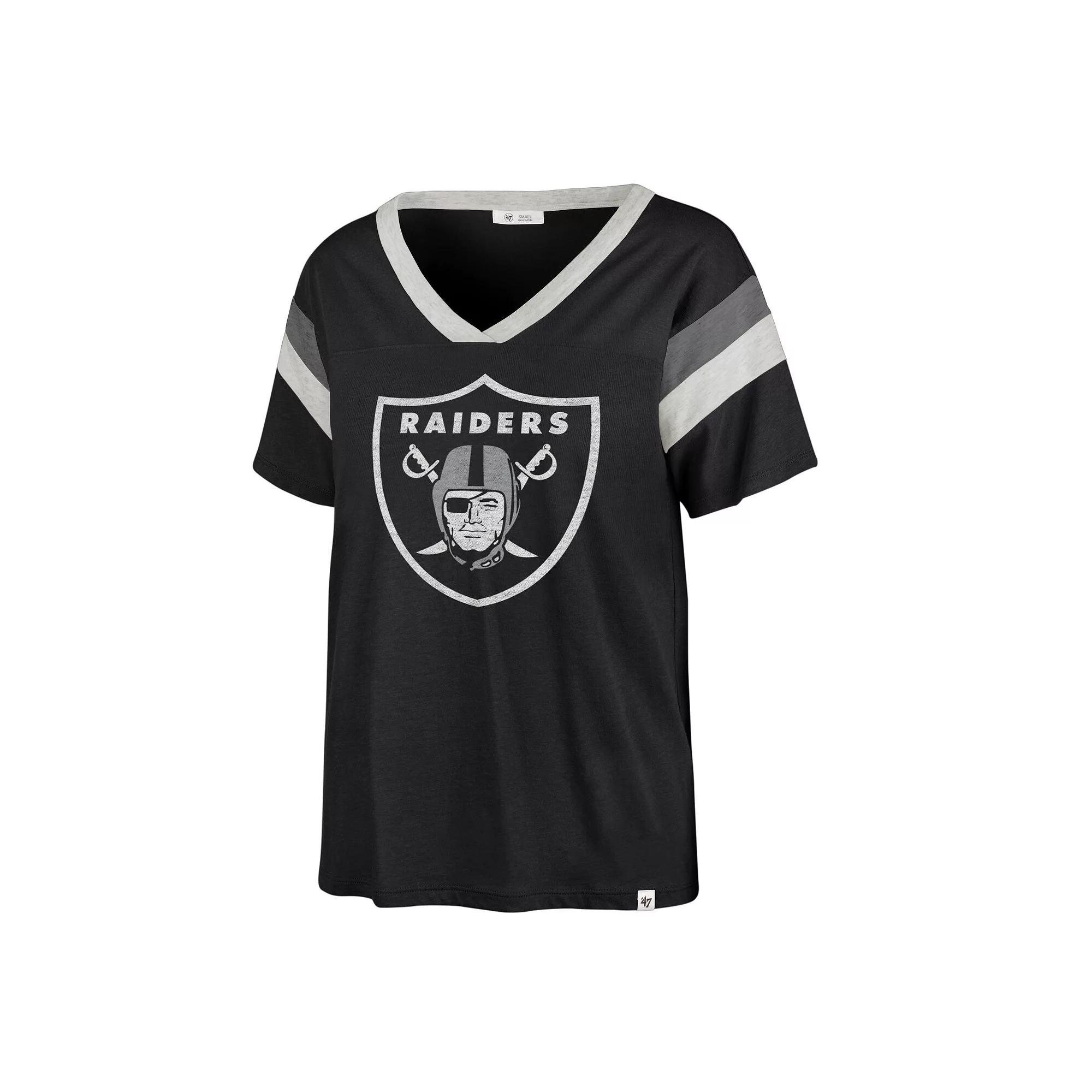 Women's '47 Black Las Vegas Raiders Phoenix V-Neck T-Shirt,  Product Image