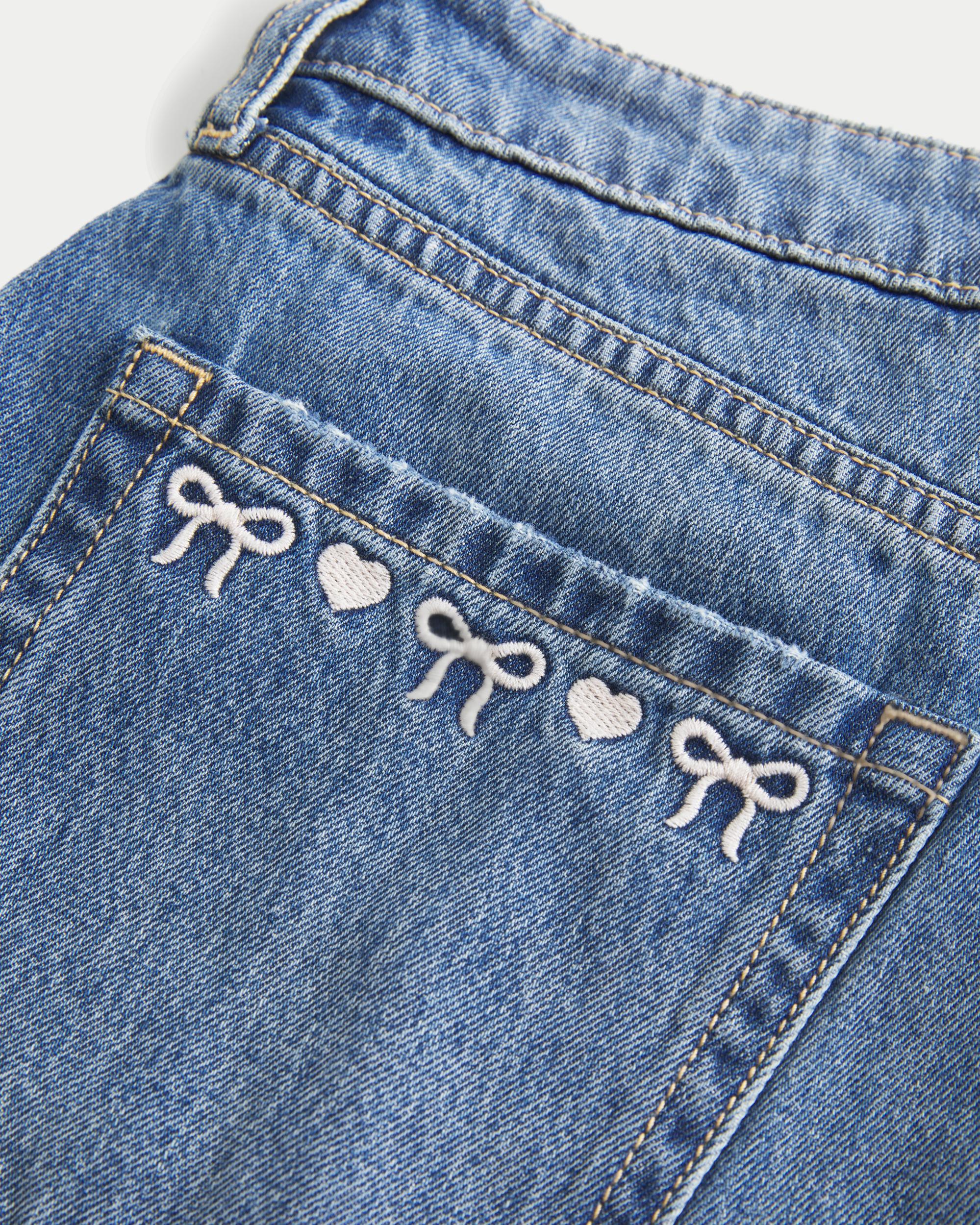 Curvy Low-Rise Denim Mini Skort Product Image