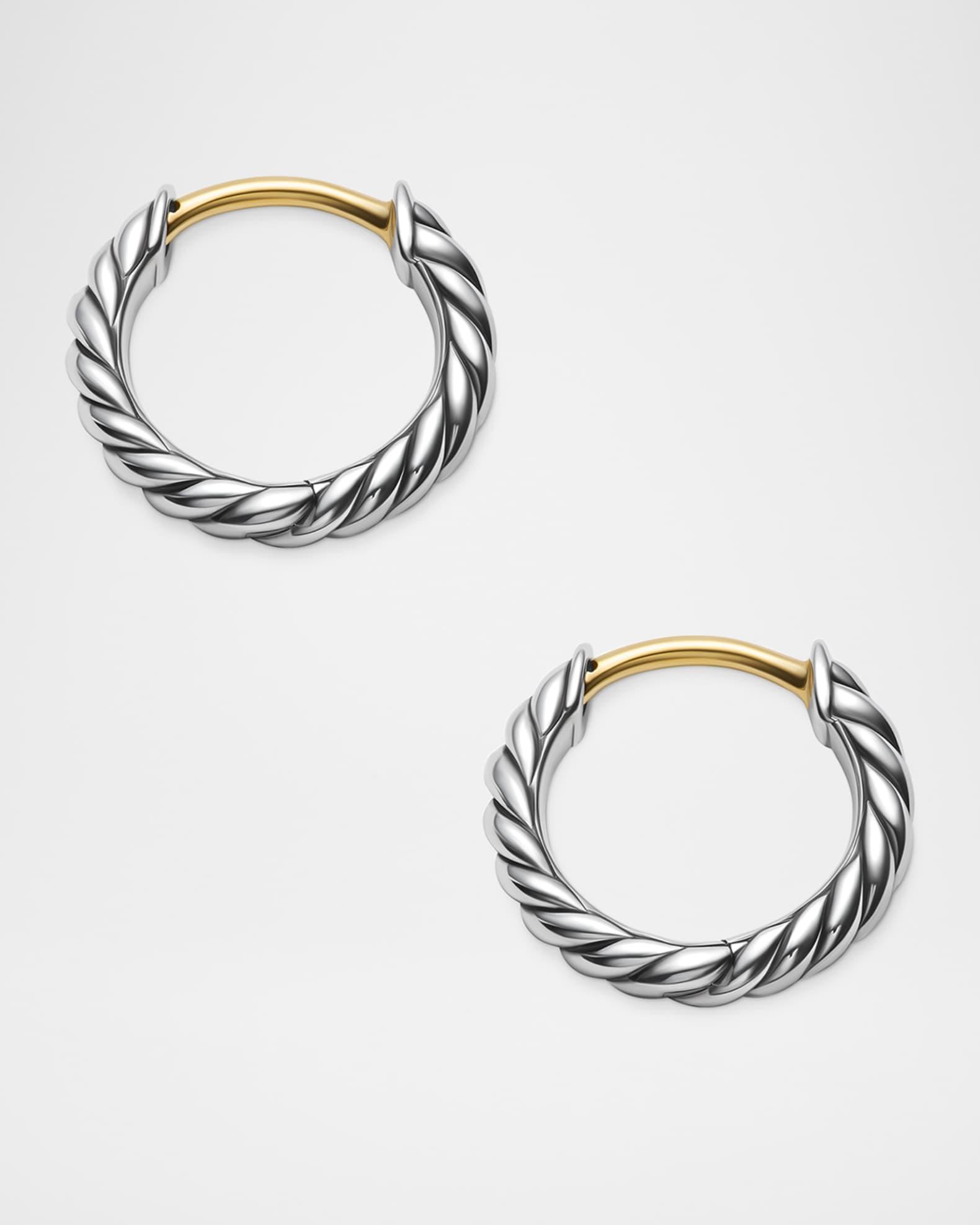 Womens Sculpted Cable Huggie Hoop Earrings In Sterling Silver Product Image