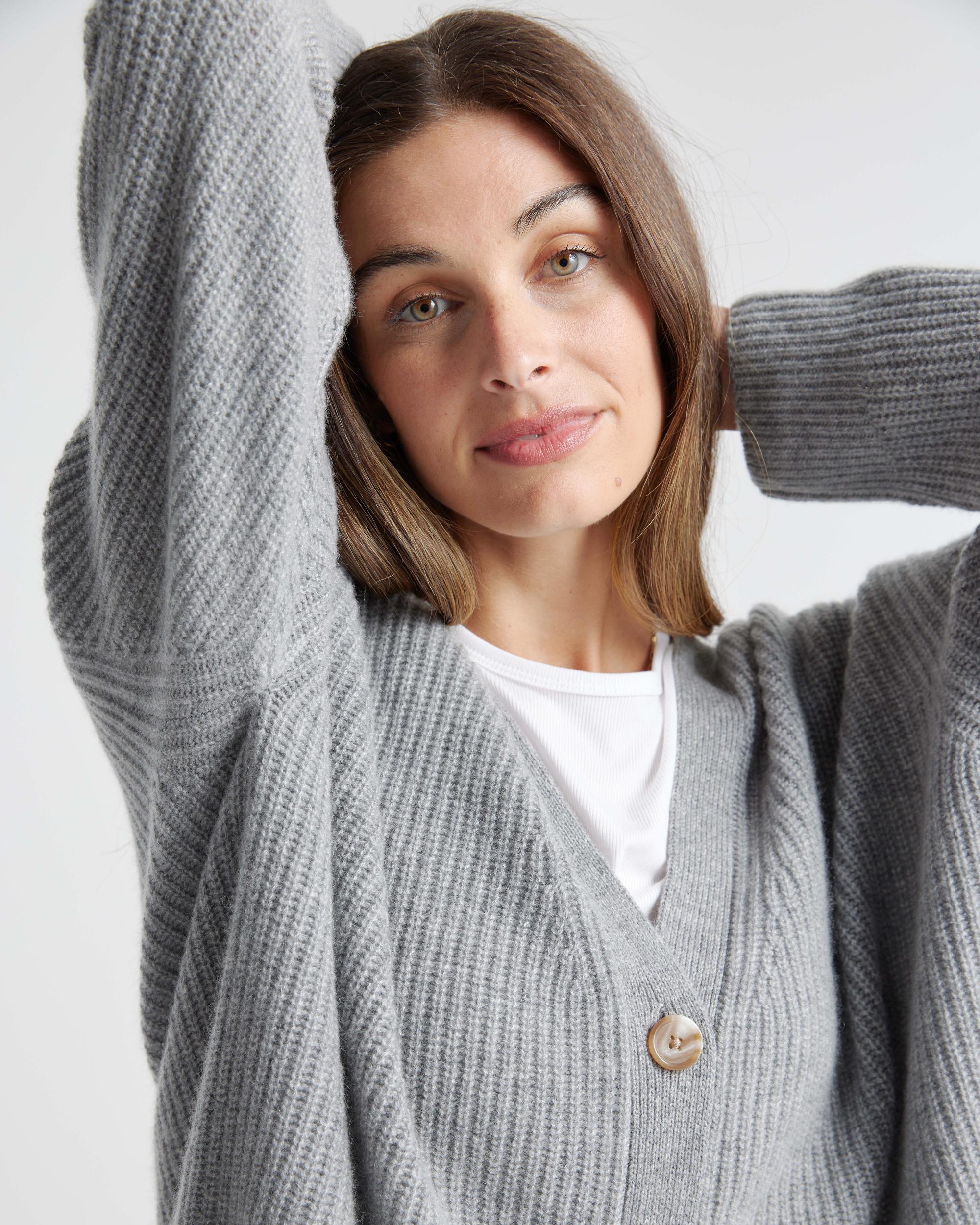 Quince | Women's Mongolian Spring Cashmere OverSized Boyfriend Cardigan Sweater Product Image