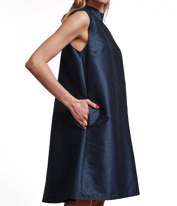 FRANCES VALENTINE Diplomat Dupioni Mock Neck Sleeveless Dress Product Image