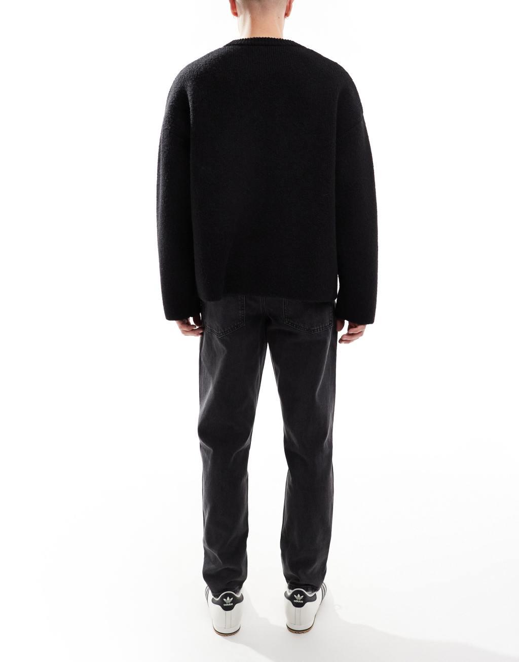 ASOS DESIGN tapered jeans in washed black  Product Image