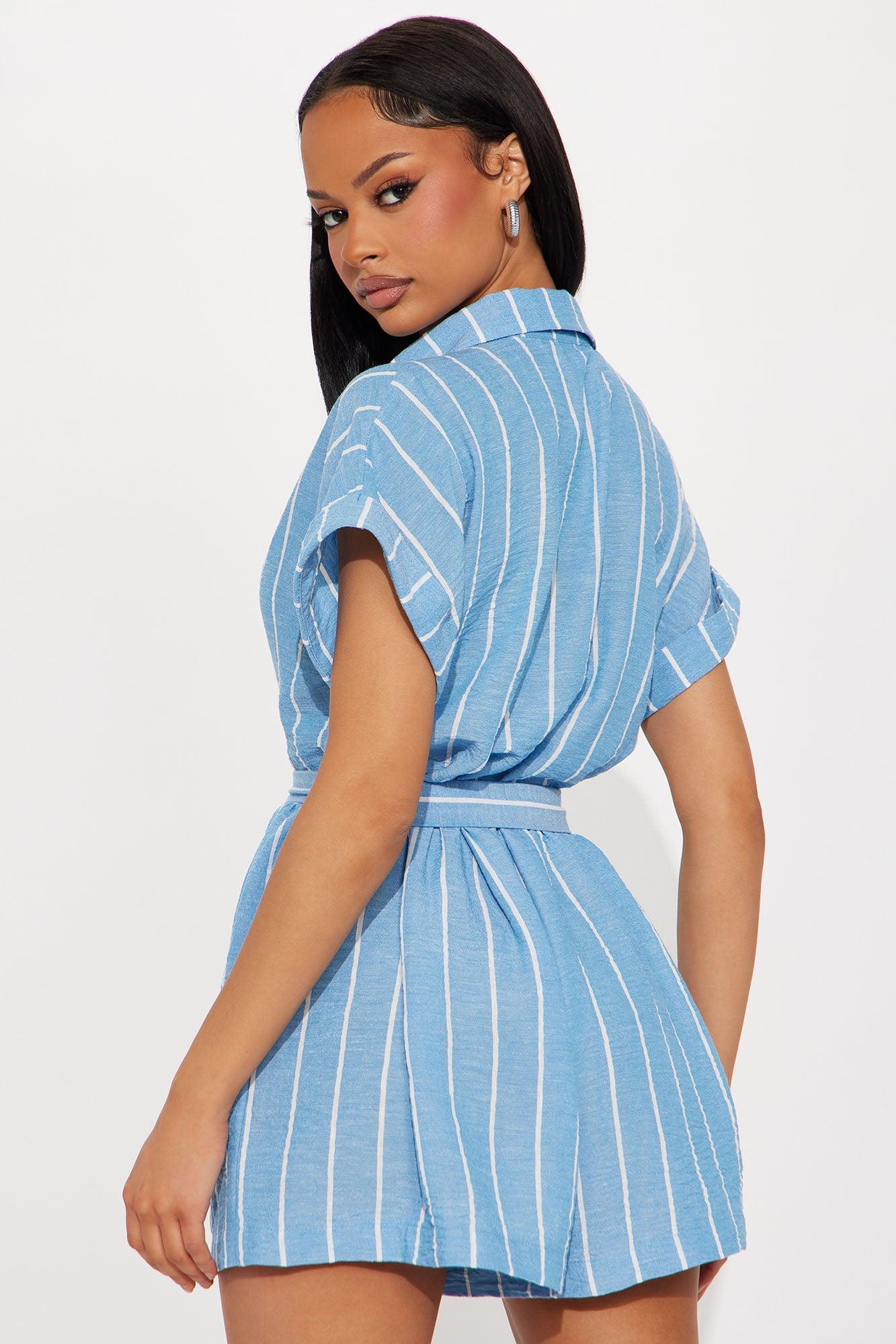 Out Of Line Romper - Blue/combo Product Image