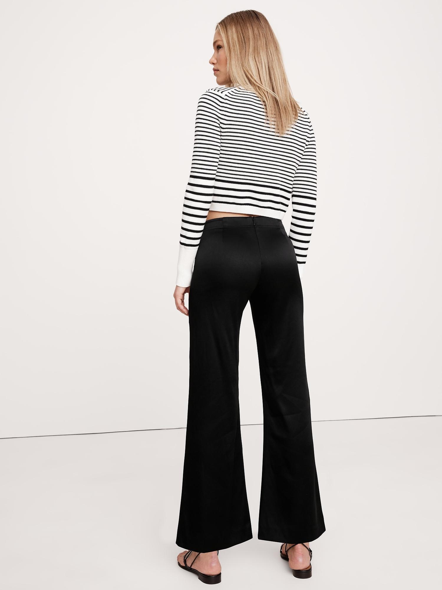 Mid-Rise Kick-Flare Satin Ankle Pant Product Image