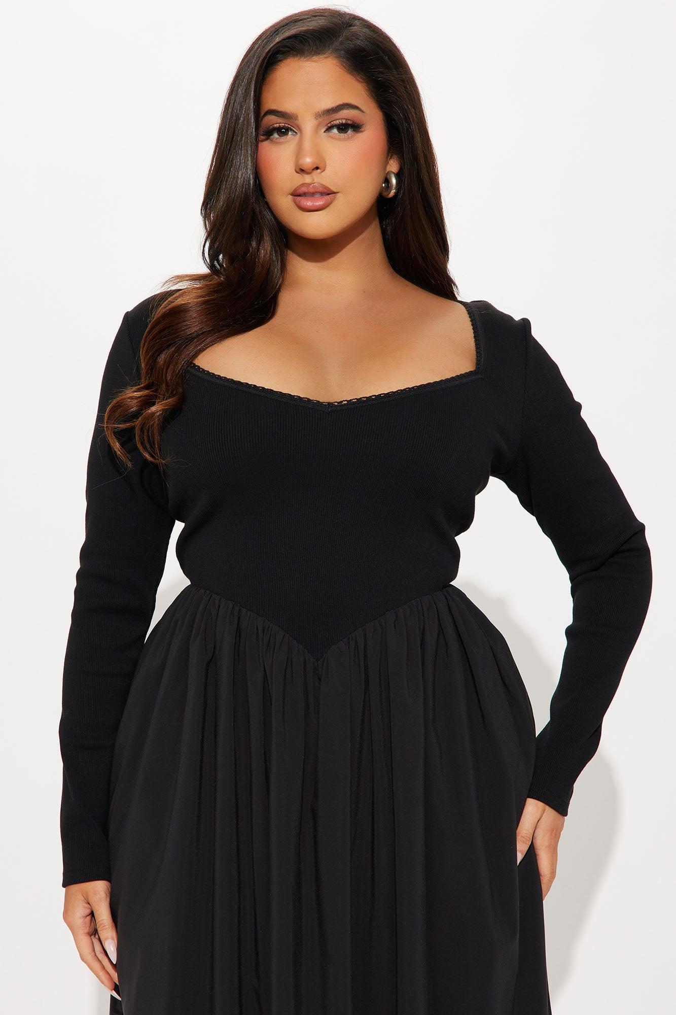 Mia Long Sleeve Maxi Dress - Black Product Image