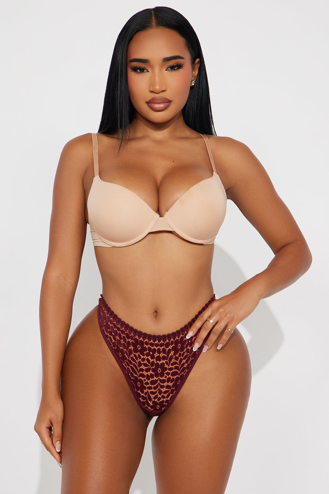 All Over Lace Thong - Burgundy Female Product Image