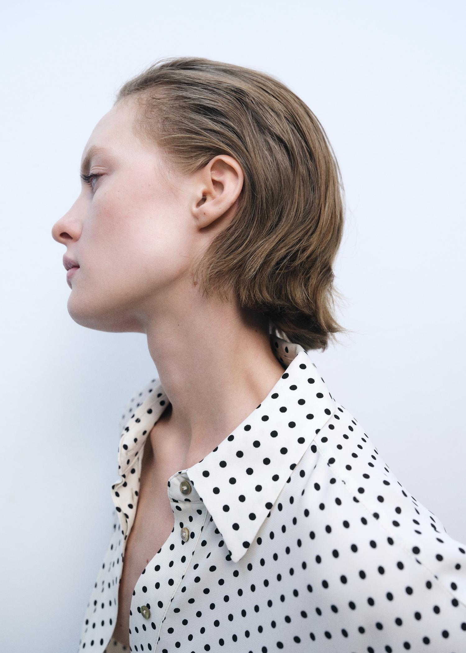 Polka-dot dress with belt - Women | MANGO USA Product Image