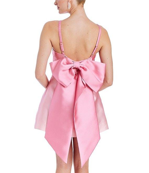 Mestiza New York Aniston Cotton Sateen High Square Neck Sleeveless Bow Mini Dress Product Image
