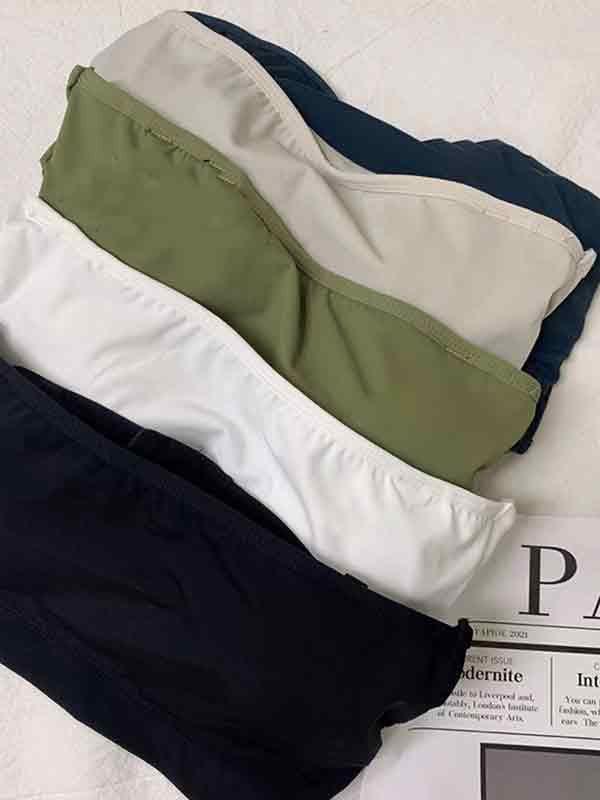 Solid Color Slim Short Bandeau Top Product Image