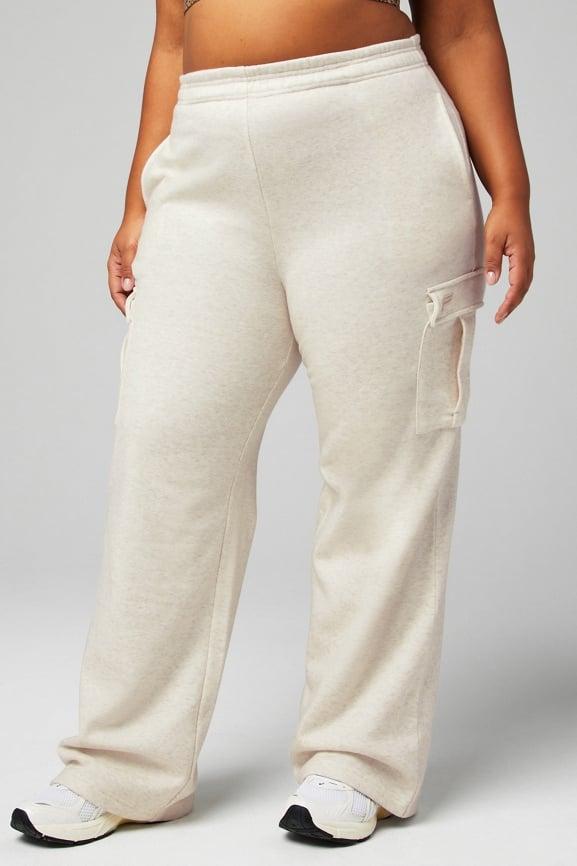 Cozy Fleece Wide Leg Cargo Sweatpant Product Image