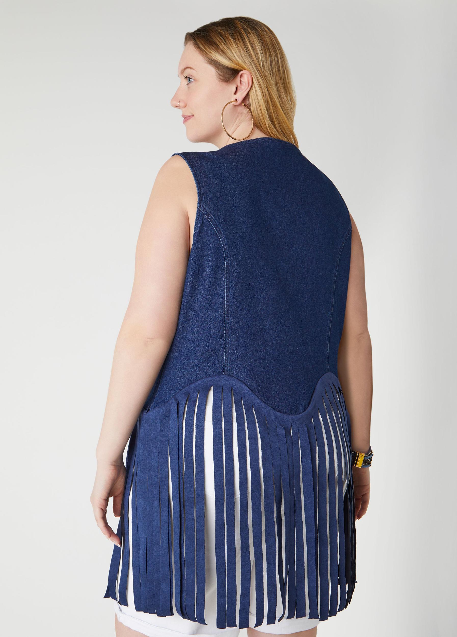 Fringed Denim Top Product Image
