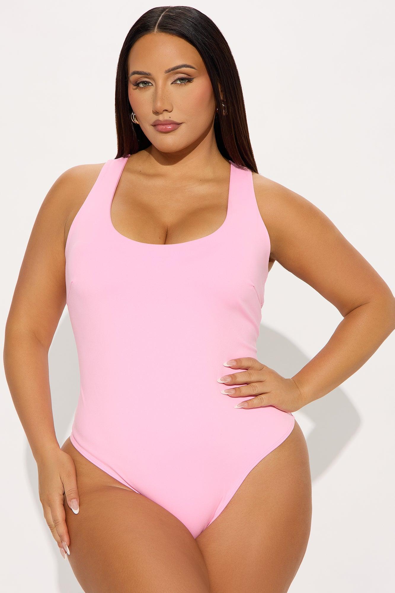 Sarafiena Double Lined Scoop Neck Bodysuit - Pink Female Product Image