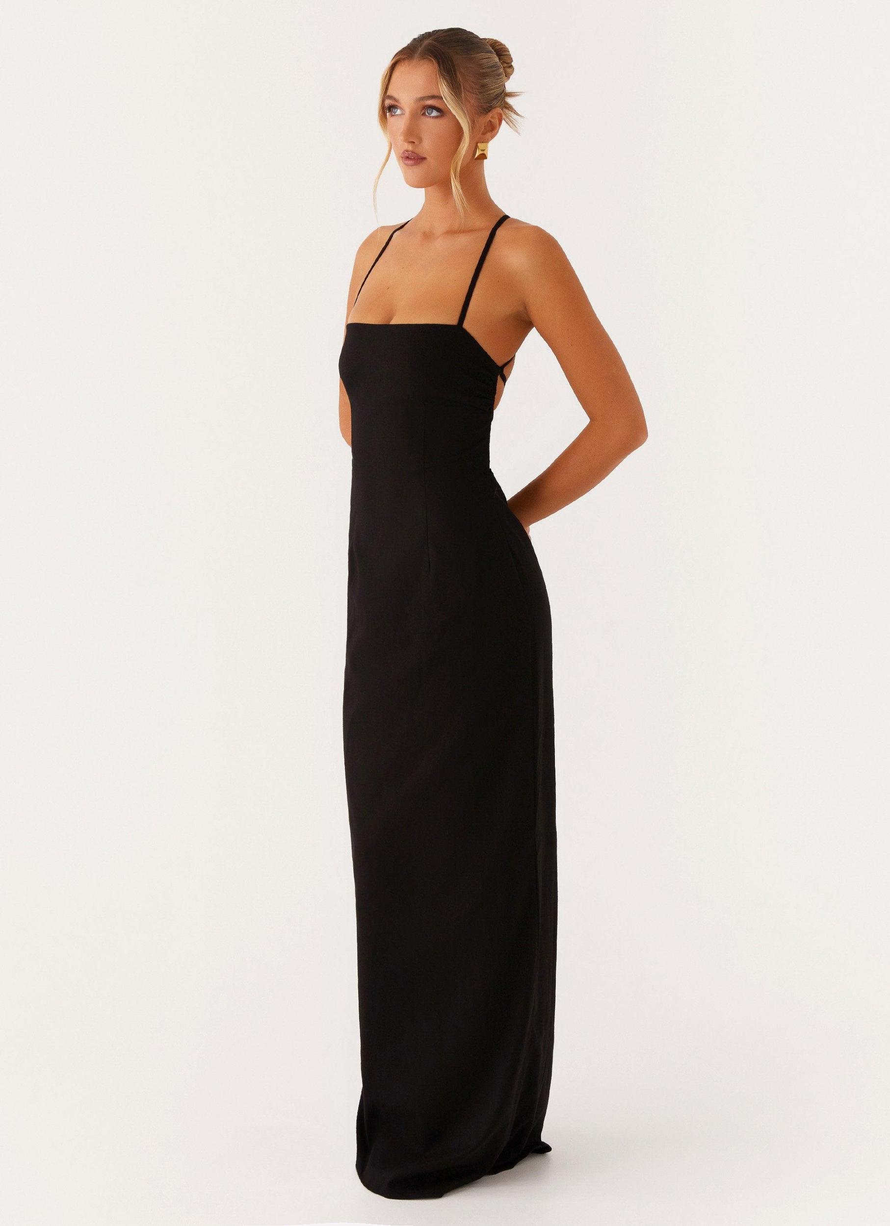 Cora Backless Maxi Dress - Black Product Image