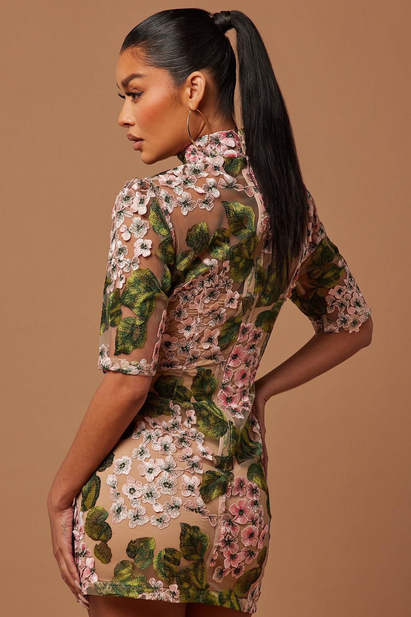 Elodie Floral Embroidered Mini Dress - Pink/combo Product Image