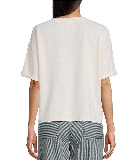 Blu Pepper V-Neck Short Sleeve Contrast Stitch T-Shirt Product Image