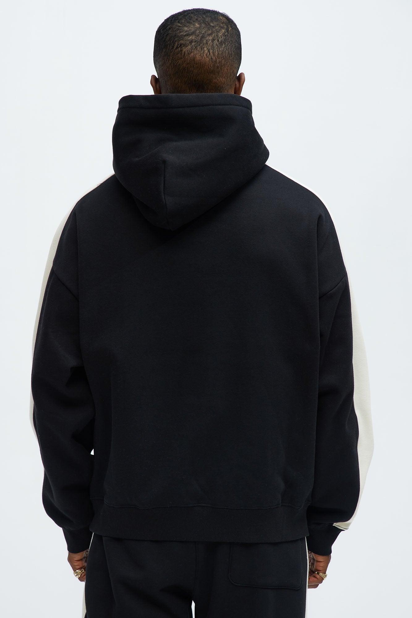 Tyson Heavyweight Oversized Striped Hoodie - Black Product Image