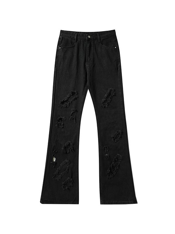 Men's Multi Tattered Design Loose Jeans Product Image