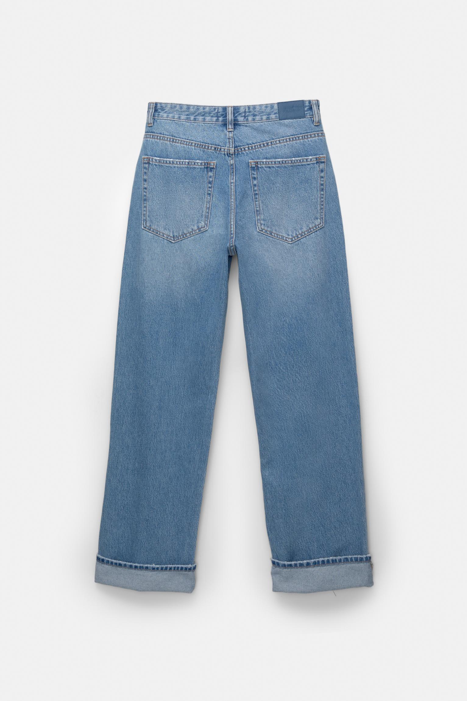 Straight-leg baggy jeans with turn-up hems Product Image