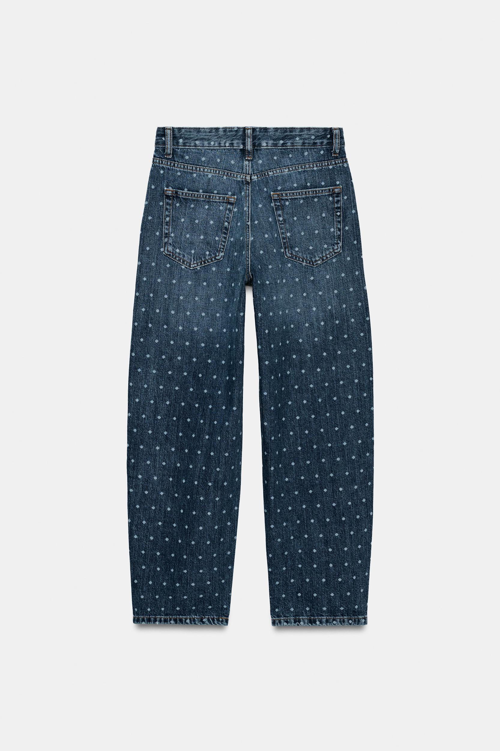 ZW COLLECTION POLKA DOT MID-RISE TAPERED JEANS Product Image