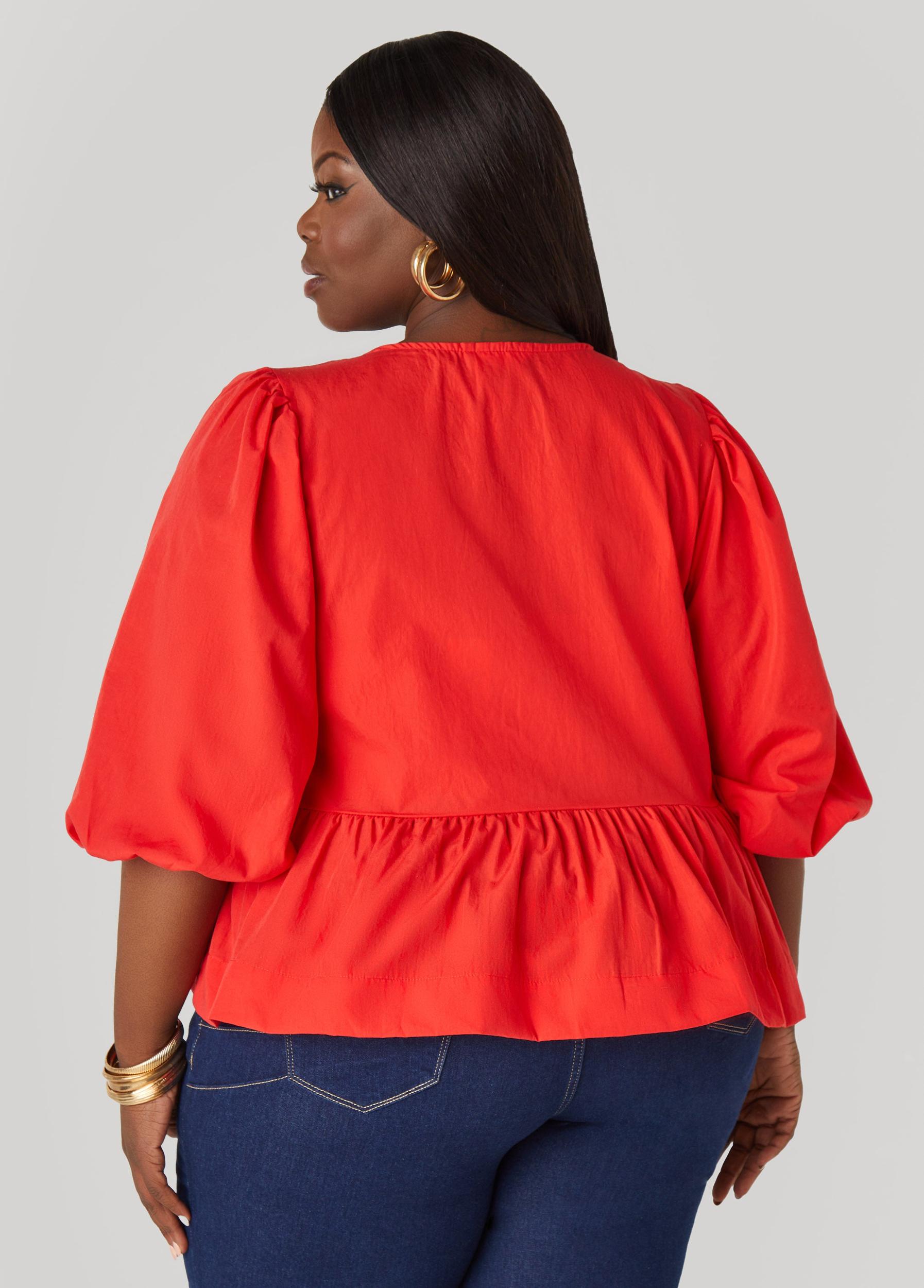 Tie Front Peplum Top Product Image