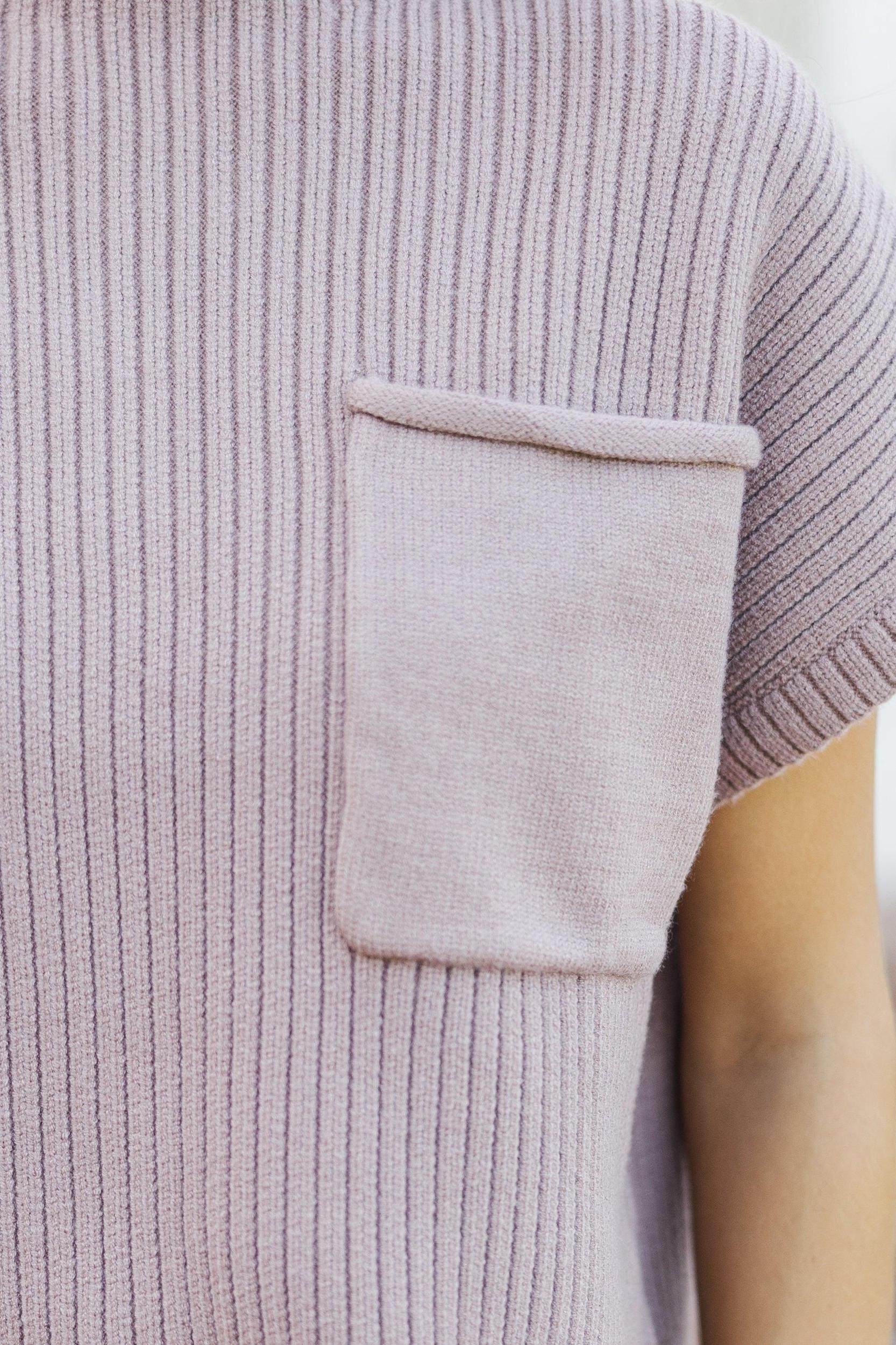 Open Your Mind Mocha Brown Short Sleeve Sweater Female Product Image