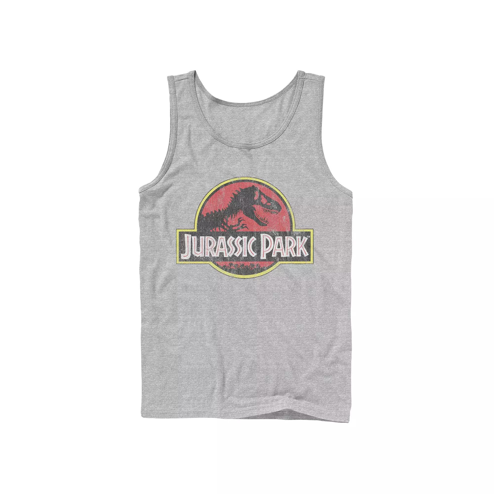 Men's Jurassic Park Distressed Original Park Logo Graphic Tank Top,  Product Image