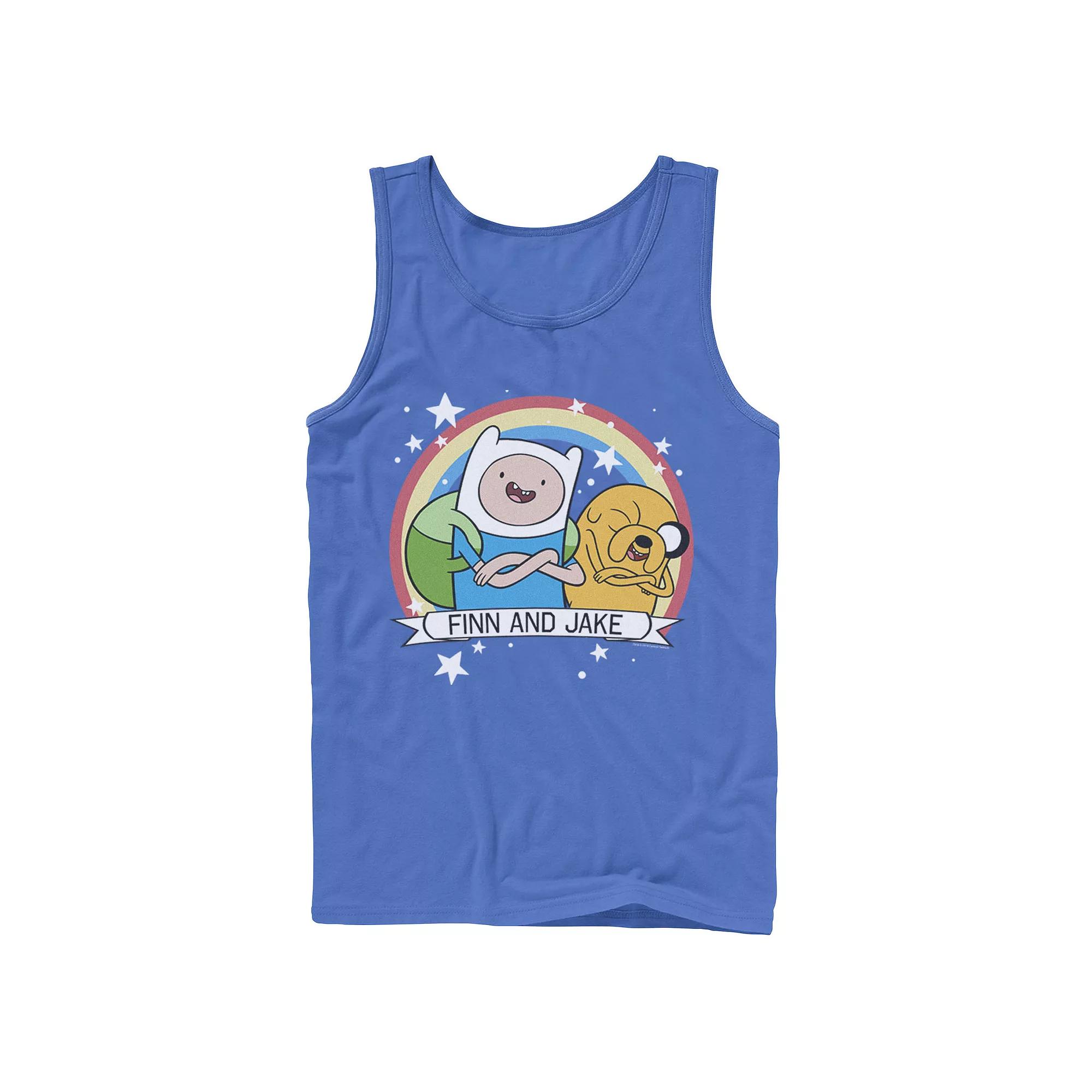 Men's Cartoon Network Adventure Time Finn & Jake Rainbow Banner Tank Top,  Product Image
