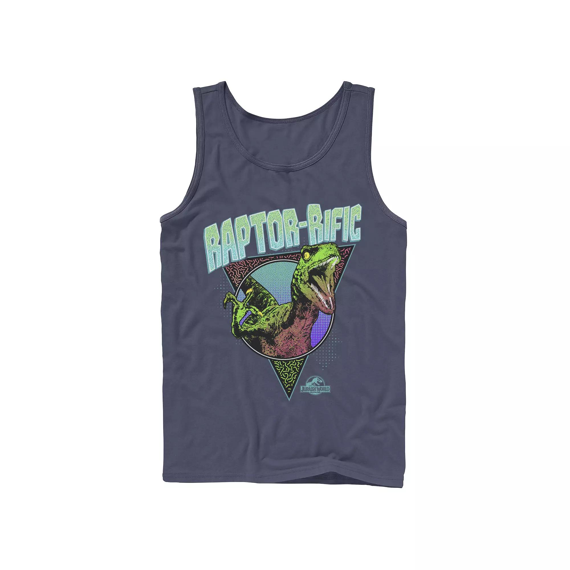 Men's Jurassic World 80's Retro Raptor-rific Dino Graphic Tank Top,  Product Image