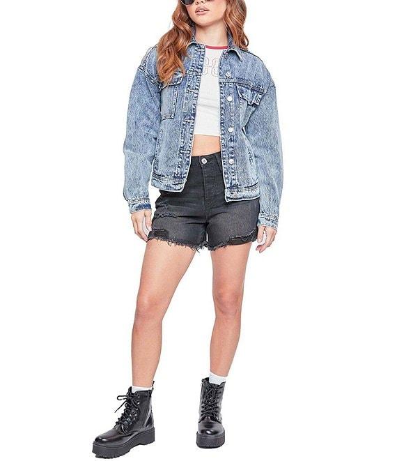 YMI Jeanswear Oversized Utility Denim Jacket Product Image