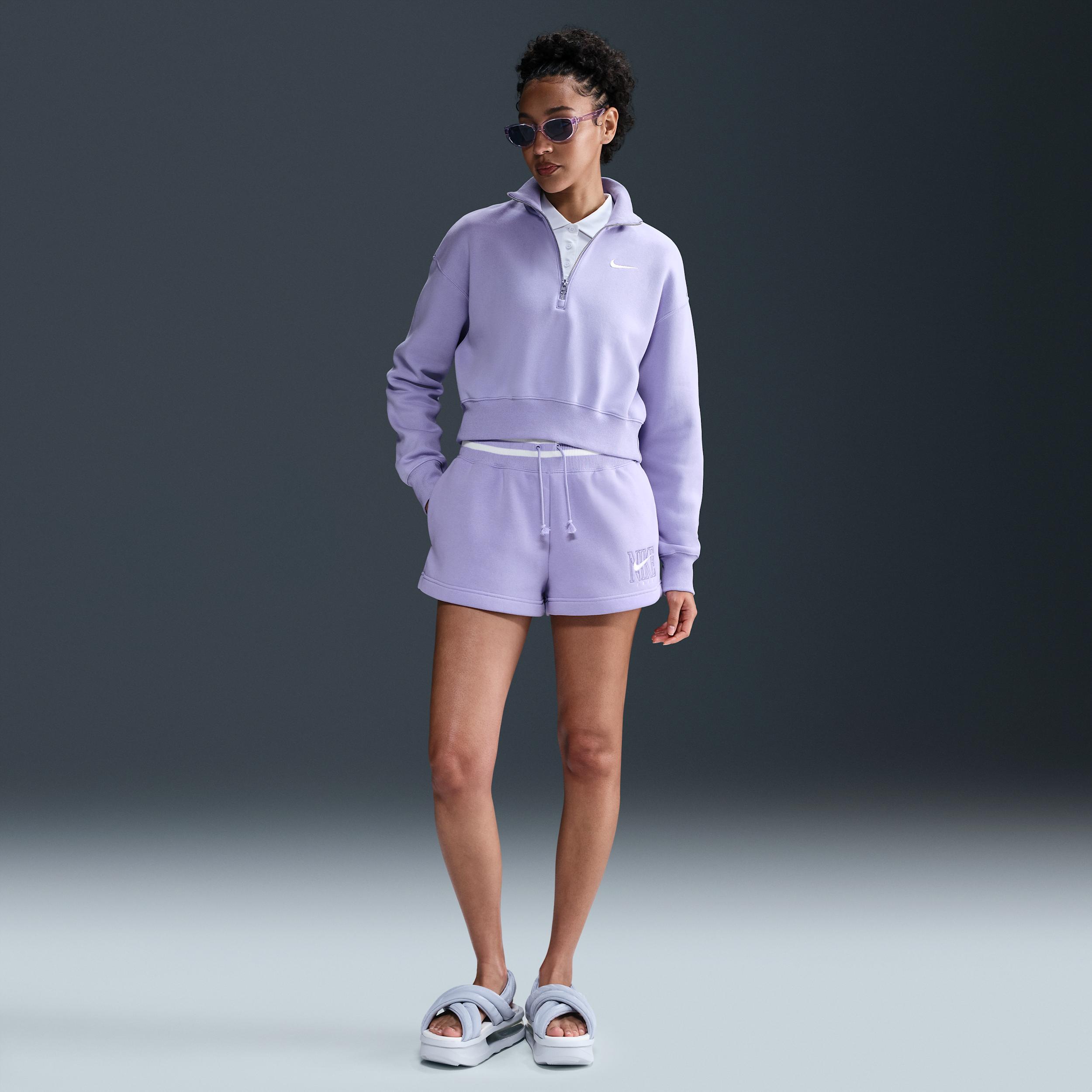 Womens Nike Sportswear Phoenix Fleece High-Waisted Loose Graphic Shorts | HJ1288-533 Product Image