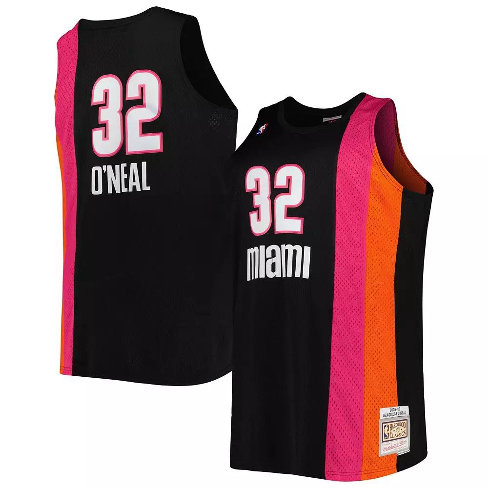 Men's Mitchell & Ness Shaquille O'Neal Black Miami Heat Big & Tall Hardwood Classics 2005/06 Swingman Jersey,  Product Image