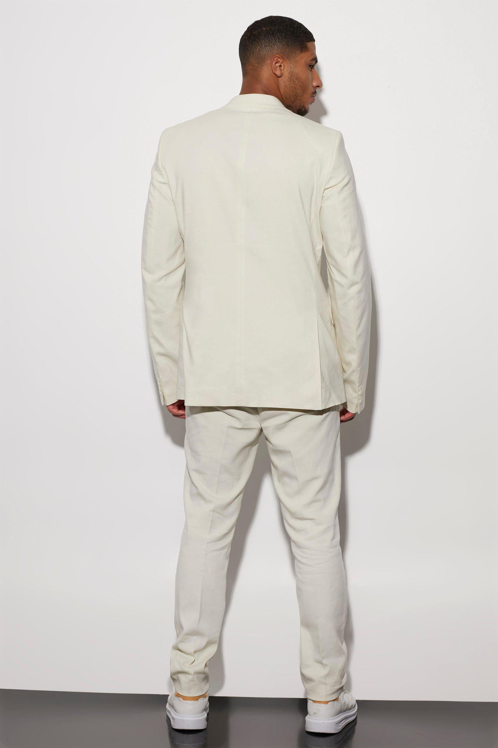 Tall Single Breasted Slim Linen Suit Jacket | boohooMAN USA Product Image