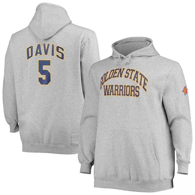 Men's Mitchell & Ness Baron Davis Heathered Gray Golden State Warriors Big & Tall Name & Number Pullover Hoodie, Size: 6XB, Grey Product Image