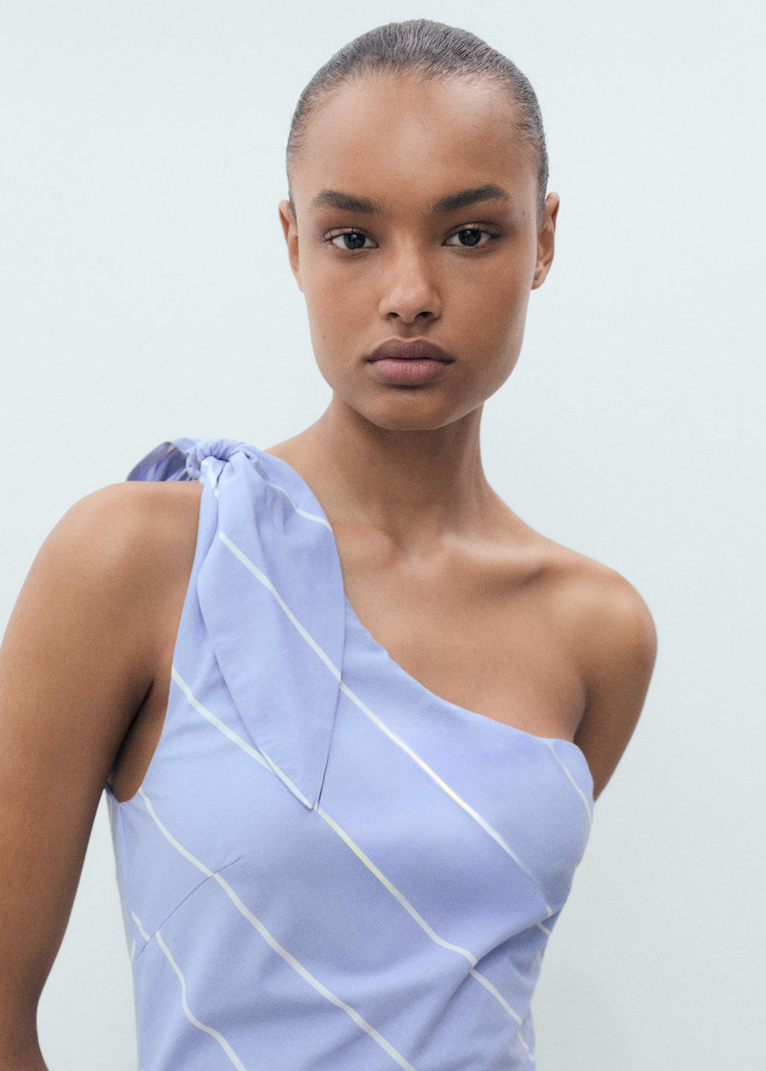 Asymmetrical striped dress with knot - Women | MANGO USA Product Image